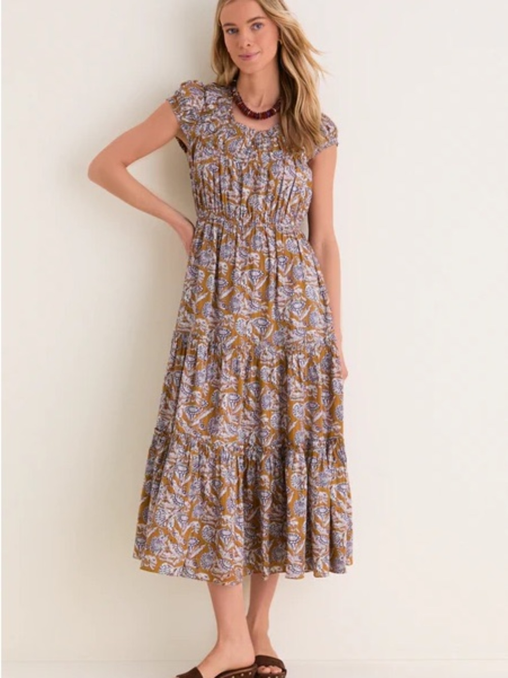 Ulla Johnson Mustard Floral Midi Dress